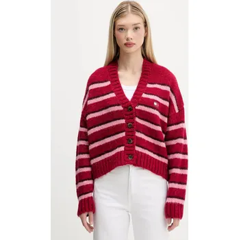 Dámský svetr Kardigan s příměsí vlny Tommy Jeans DW0DW21678 růžová 42X, vel. S