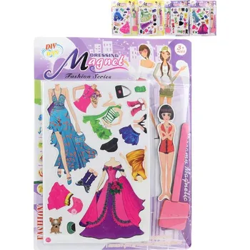 Magnetické oblékání set panenka + 14 magnetů se stojanem 4 druhy