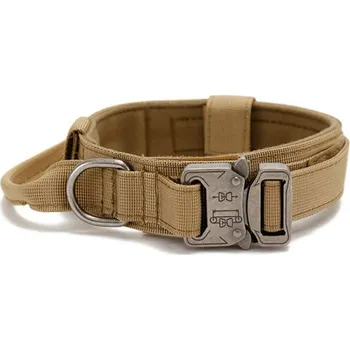 Obojek pro psa Tactical - Pevný obojek s madlem Barva: Hnědá, Velikost: 42 - 54 cm