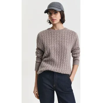 Dámský svetr SVETR GANT WOOL CABLE KNIT C-NECK TAUPE BEIGE