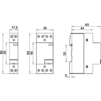Stykač ETI Elektroelement RD 25-22-230V AC/DC Modulární stykač 2xNO + 2xNC 25A
