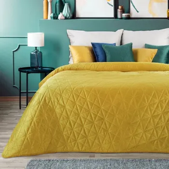 Přehoz na lůžko Přehoz na postel LUIZ 3 hořčicový