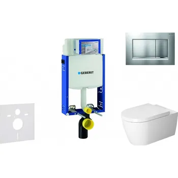GEBERIT - Kombifix Modul pro závěsné WC s tlačítkem Sigma20, matný chrom/chrom + Duravit ME by Starck - WC a sedátko, Rimless, SoftClose 110.302.00.5 NM7