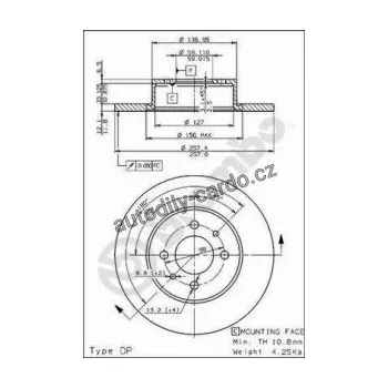Brzdový kotouč Brzdový kotouč BREMBO 08.3129.10 - FIAT, LANCIA