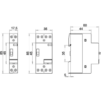 Stykač ETI Elektroelement RD 20-20-R-230V AC/DC Modulární stykač 2xNO 20A s funkcí ON-OFF-AUTO