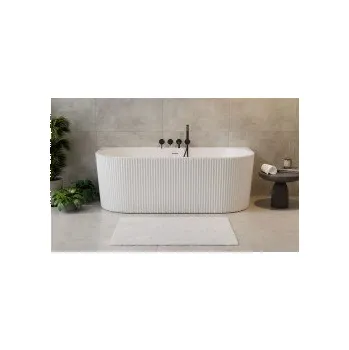 Vana Besco Leya vana volně stojící 150 x 75 cm sifon černá barva bílá VANLEY150WNB