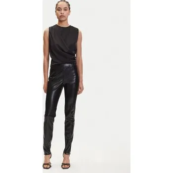 Dámské kalhoty Guess Kalhoty z imitace kůže W4BB18 WGIK0 Hnědá Slim Fit L