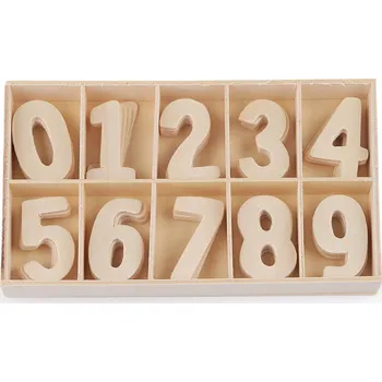 Dřevěná čísla v krabici, barva 1 (3.8cm) přírodní sv.