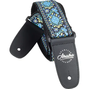 Kytarový popruh Amumu Hippie Embroidery Cotton Strap Blue + prodloužená záruka 3 roky