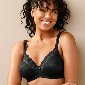 Podprsenka Triumph Polovyztužená podprsenka Stellina Triumph® ze saténu a krajky, s kosticemi černá 80E