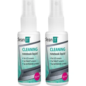 Clean IT Čisticí roztok na obrazovky s utěrkou - 2 x 30ml Fleky, nečistoty i bakterie vezmou za své při použití roztoku na notebooky, který je vhodné použít na čištění jejich obrazovky a klávesnice.