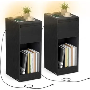 Ložnice Set dvou nočních stolků s LED osvětlením LET710B01 (2 ks)