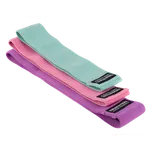 TRUESTEEL Sada odporových gum Booty band Délka: zelený - 32 cm, růžový - 36 cm, fialový - 42 cm