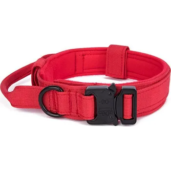 Obojek pro psa Tactical - Pevný obojek s madlem Barva: Červená, Velikost: 36 - 48 cm