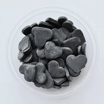 Jedlá dekorace na dort CZ distribuce Cukrová srdíčka velká tmavě šedá perleťová (50 ks) ▹