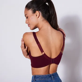 Podprsenka Blancheporte Bolerková sportovní podprsenka pro ženy po operaci prsu, bez kostic černý rybíz 95D