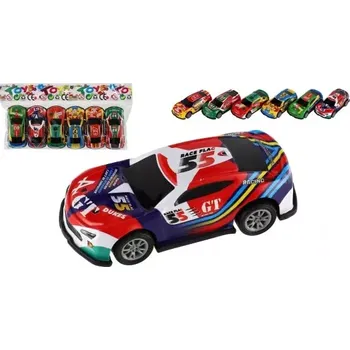 Hračka Teddies Auto závodní 6ks plast 7cm na zpětné natažení v sáčku