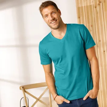 Pánské tričko Sada 3 triček s výstřihem do V a krátkými rukávy tyrkysová+bordó+nám.modrá 157/166