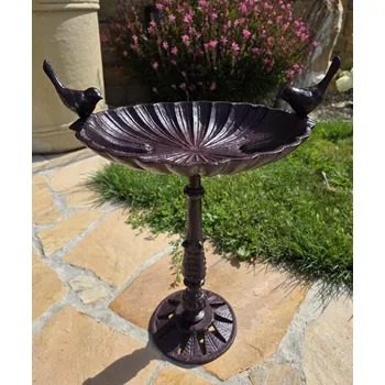 Krmítko pro ptáka Zahradní litinové pítko pro ptáčky na stojanu