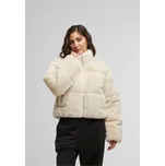 Ladies Short Faux Fur Puffer Jacket - whitesand XL