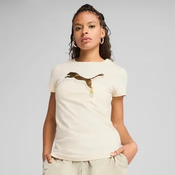 Dámské tričko PUMA - ESS METALLIC TEE DÁMSKÉ BAVLNĚNÉ TRIKO KRÉMOVÉ 684995-87M