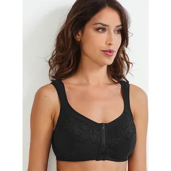 Podprsenka Blancheporte Podprsenka pro ženy po operaci prsu, vpředu na zip, bez kostic černá 85D