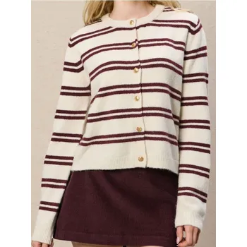 Dámský svetr Sinsay - Pruhovaný kardigan s dekorativními knoflíky - vícebarevná - 429EU-MLC - 429EU-MLC-L
