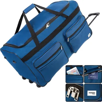 monzana® Cestovní taška XXL 160 l – modrá, s kolečky a zámkem
