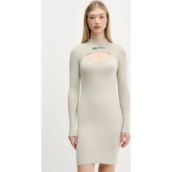 Dámské šaty Šaty Karl Lagerfeld Jeans béžová barva, mini, přiléhavé, A4W13010 01X, vel. M