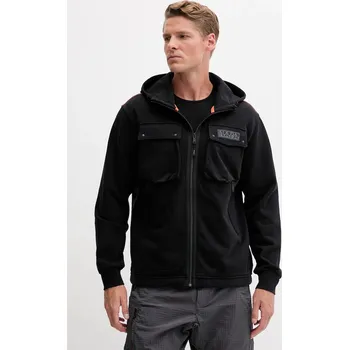 Pánská mikina Bavlněná mikina Napapijri B-Rivalto pánská, černá barva, s kapucí, s potiskem, NP0A4ICG9411 99X, vel. M