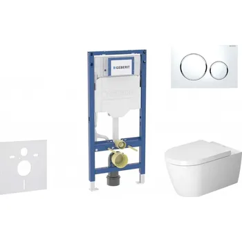 Klozet GEBERIT - Duofix Set předstěnové instalace, klozetu ME by Starck a sedátka softclose, tlačítko Sigma20, bílá/lesklý chrom SANI11CP3111