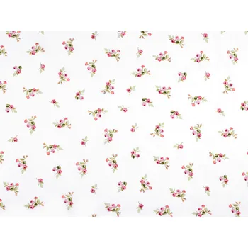 Bavlněná látka / plátno růžičky Varianta: (1701) bílá, Balení: 1 m