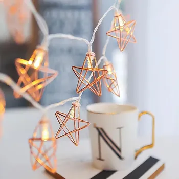 Vánoční dekorace Dekorativní LED světelný řetěz kovové hvězdy