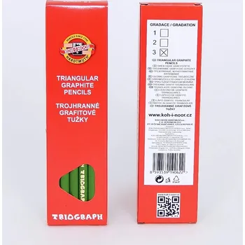 Grafitová tužka Koh-i-noor Grafitová tužka 1802 trojhranná - 12 ks - výběr tvrdosti tuhy Tvrdost tuhy: H (3)