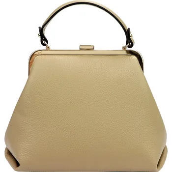 Kabelka Kožená kufříková kabelka Luka 24-024 béžová