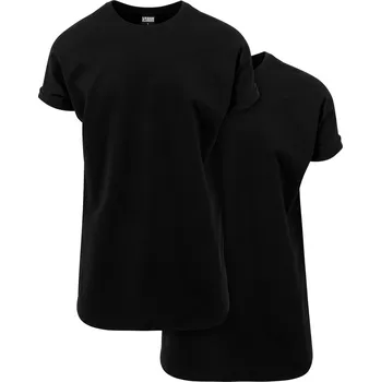 Pánské tričko Pánské trička Pre-Pack Long Shaped Turnup 2-Pack černá Urban Classics černá 2969566