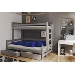 Patrová postel BENJAMIN včetně úložného prostoru (Šedá), Levá strana (pohled zepředu)