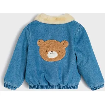 Sinsay - Džínová bunda s&nbsp;detailem z&nbsp;umělé kožešiny - modrá - XM882-50J - XM882-50J-86