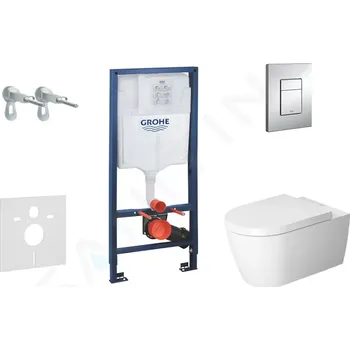 WC sada Grohe 38528SET-KM - Set předstěnové instalace, klozetu a sedátka ME by Starck, Rimless, SoftClose, tlačítka Skate Cosmo, chrom