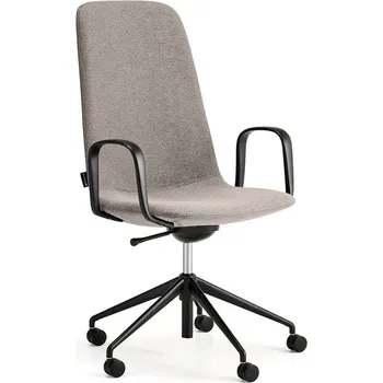 Jednací židle Židle LANGLEY, středně vysoké opěradlo, s kolečky a područkami, černá/taupe