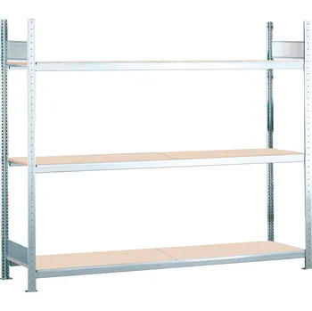 Dílenský regál Regál s policemi z dřevotřísky SCHULTE, základní pole, 3 úrovně, police 2500 mm, 2560x636x2000 mm