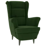 Křeslo ušák, relaxační, nohy tmavé, tmavě zelená, ASTRID