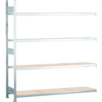 Dílenský regál Regál s policemi z dřevotřísky SCHULTE, nástavné pole, 4 úrovně, police 2500 mm, 2506x836x2500 mm