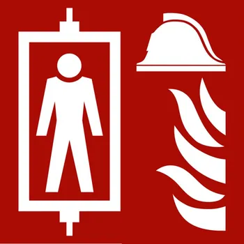 Značka požární ochrany Hasičský výtah, DIN EN 81-72, z hliníku, 150 x 150 mm, BJ = 10 ks