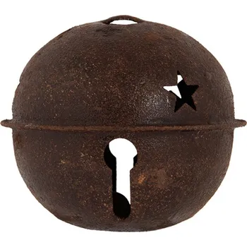 Vánoce Vánoční kovová ozdoba hnědá rezavá rolnička M – 9x9 cm