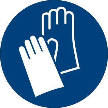 Příkazová značka Použij ochranné rukavice, ISO 7010, z hliníku, 100 mm, BJ = 10 ks