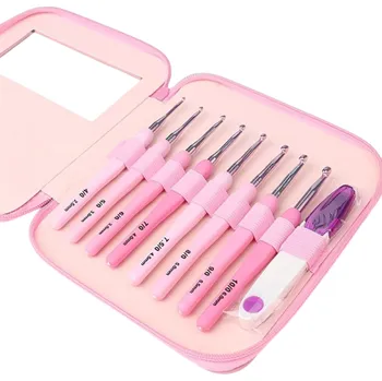Nástroj na niť a příze Sada 8 háčkovacích háčků s ergonomickou měkkou rukojetí 2,5–6 cm Nůžky ve tvaru U Praktické pouzdro Příslušenství na háčkování