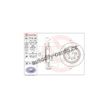 Brzdový kotouč Brzdový kotouč BREMBO 08.7716.20 - PEUGEOT