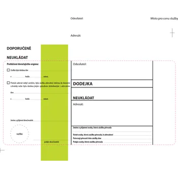 Obálka Krpa Envelope Obálka s dodejkou samopropisující (úřední psaní) vytrhávací,162x217, zelený pruh, doporučeně, 1000 ks - krycí páska