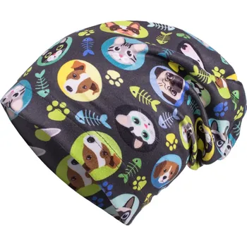 Čepice Unuo Dětská čepice fleecová Homeless Kočka pes Kluk M (49-52 cm)